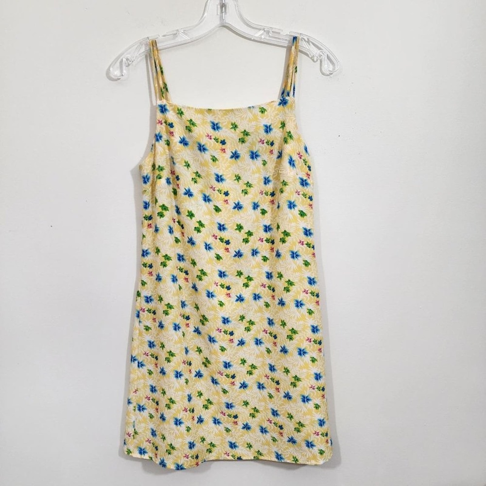 Vintage Johnathan Martin yellow floral‎ print summer dress junior's size 7